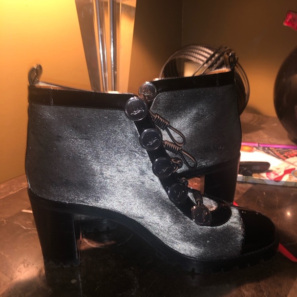 Christian Louboutin Silver Calfhair Ankle Boots - Picture 3 of 7